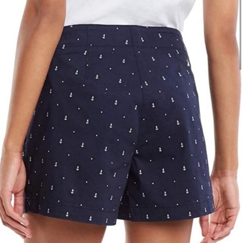 Nautica Navy Seas Blue White Anchors Polka Dots Preppy Coastal Shorts Size 14 - Picture 3 of 11